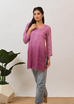 Load image into Gallery viewer, Tarai Viscose Short Chikankari Kurti

