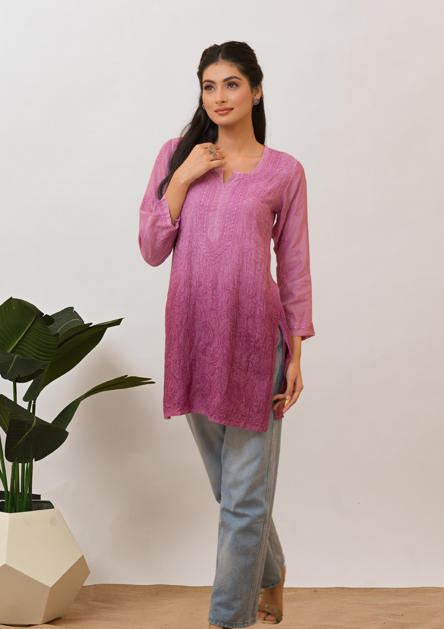 Tarai Viscose Short Chikankari Kurti