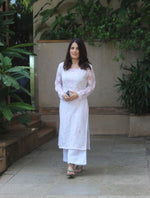 Load image into Gallery viewer, Zara Styled Georgette Chikankari Kurti With White Sharara
