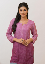 Load image into Gallery viewer, Tarai Viscose Short Chikankari Kurti
