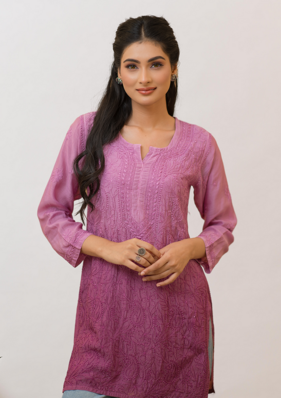 Tarai Viscose Short Chikankari Kurti