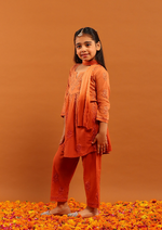 Load image into Gallery viewer, Titli Cotton Chikankari Ombre Girl's 3 PC A-Line Kurta Set - The Lucknowi Chikan 