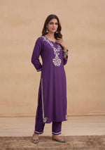 Load image into Gallery viewer, Daftar Rayon Chikankari Solid Women's 2 PC Long Kurta Set