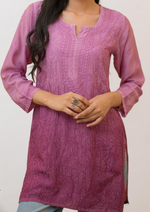 Load image into Gallery viewer, Tarai Viscose Short Chikankari Kurti
