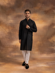 Nawab Mens Hakuba Sequence Chikankari Kurta & Pyjama Set