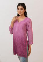 Load image into Gallery viewer, Tarai Viscose Short Chikankari Kurti
