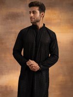 Load image into Gallery viewer, Nawab Mens Hakuba Sequence Chikankari Kurta &amp; Pyjama Set
