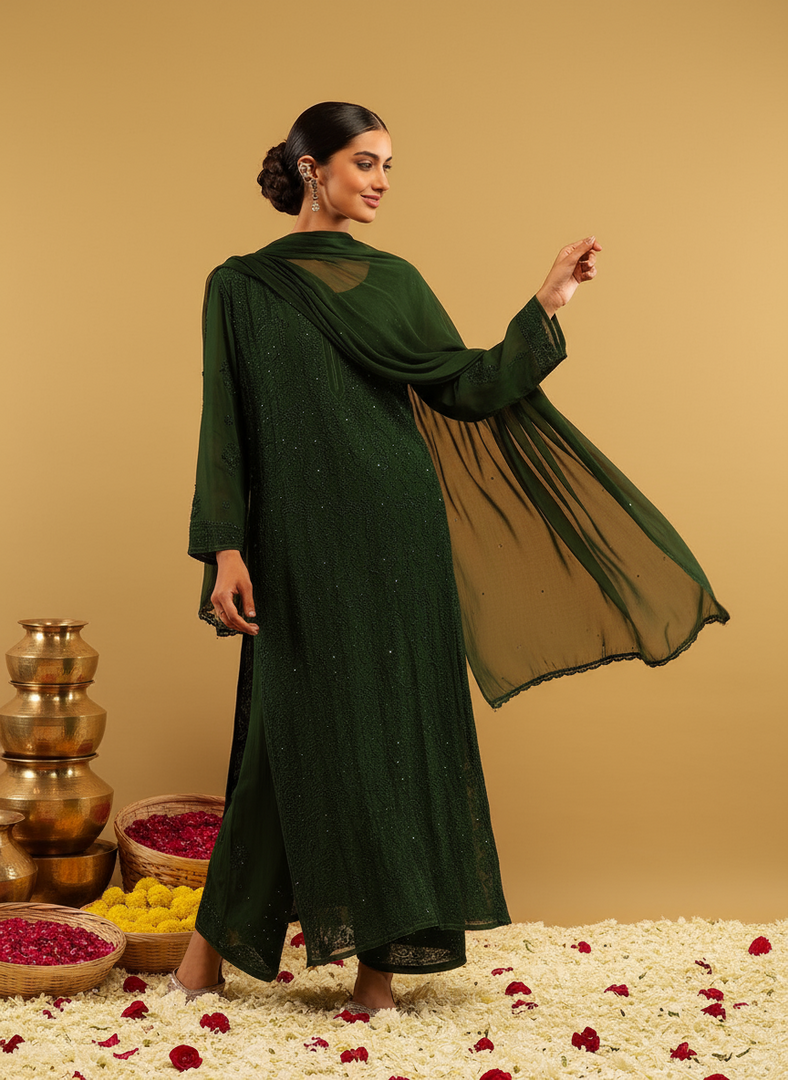 Nagma Chikankari And Mukaish Suit Set