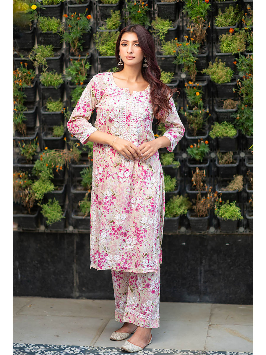 Maira Floral Chikankari Mulmul Co-ord Sets