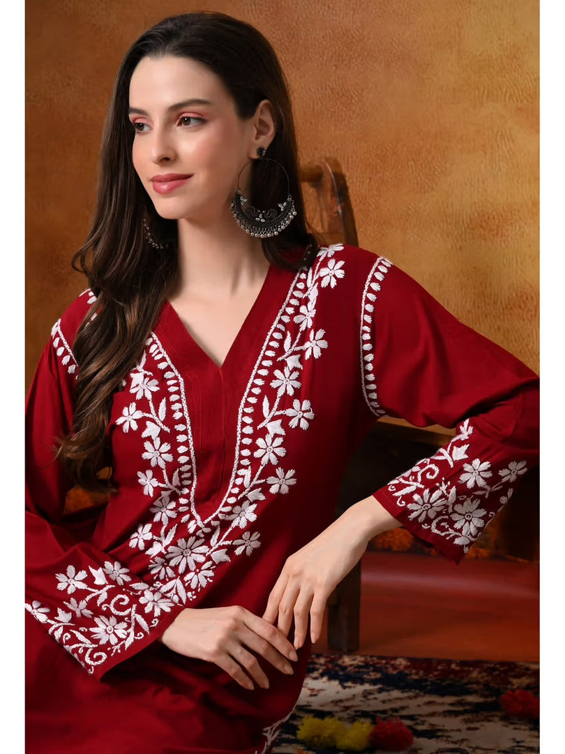 Sadiya Duel Thread Rayon Chikankari Kurti