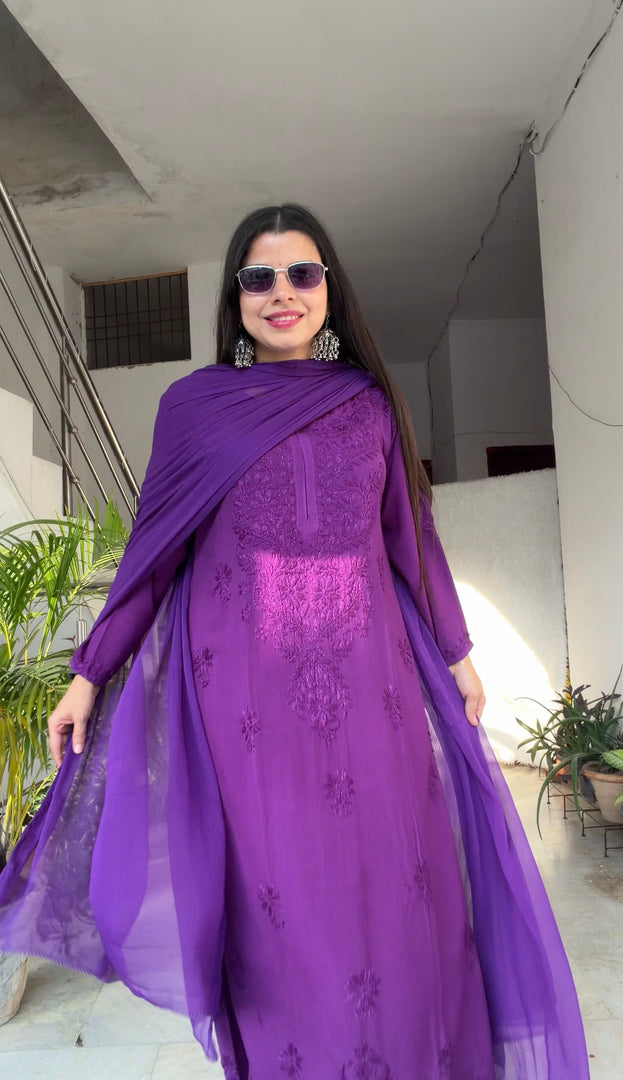 Vrati Rayon Chikankari Suit Sets