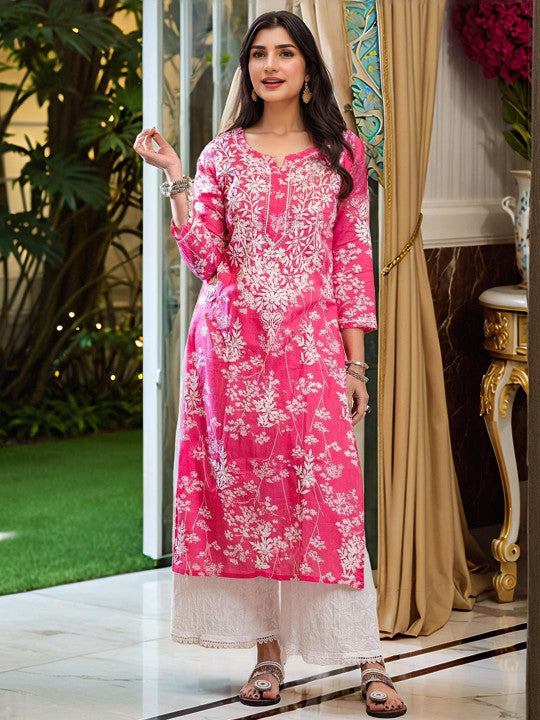 Zainab Chikankari Mulmul Straight Kurti