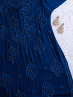 Load image into Gallery viewer, Haya Premium Viscose Luxury Chikankari Kurta Royal Blue