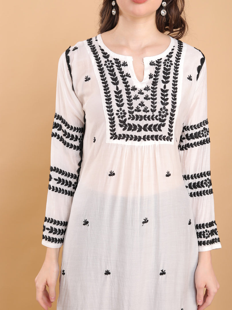 Adila Muslin Designer Chikankari Kurti