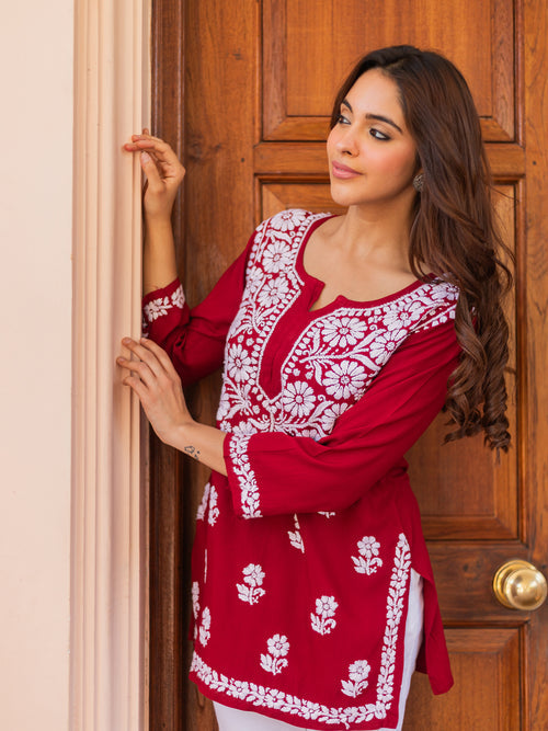 Aabha Premium Modal Chikankari Top