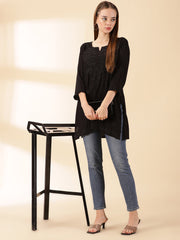 Amina Rayon Black Chikankari Top