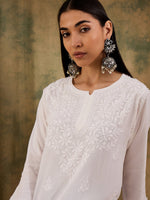Load image into Gallery viewer, Jiva Rayon Short Chikankari Kurti - The Lucknowi Chikan 