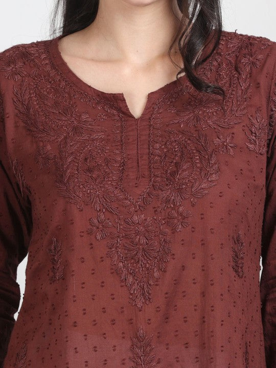 Nalli Dobby Chikankari Short Kurti