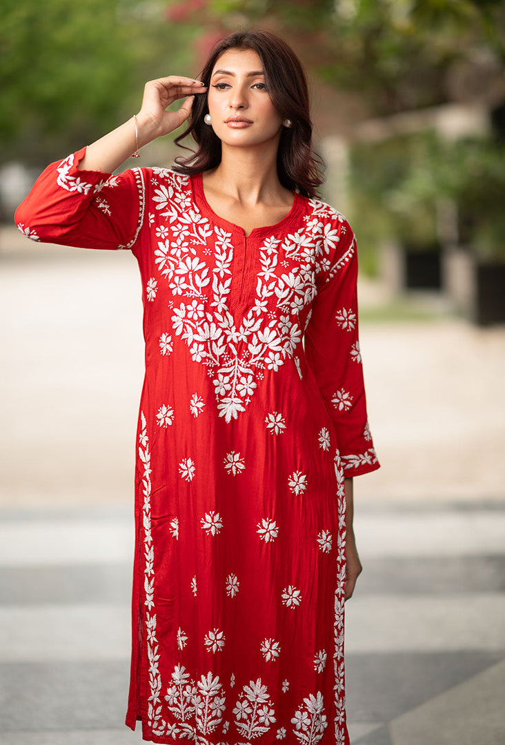 Daniya Modal Chikankari Kurti Set - The Lucknowi Chikan 