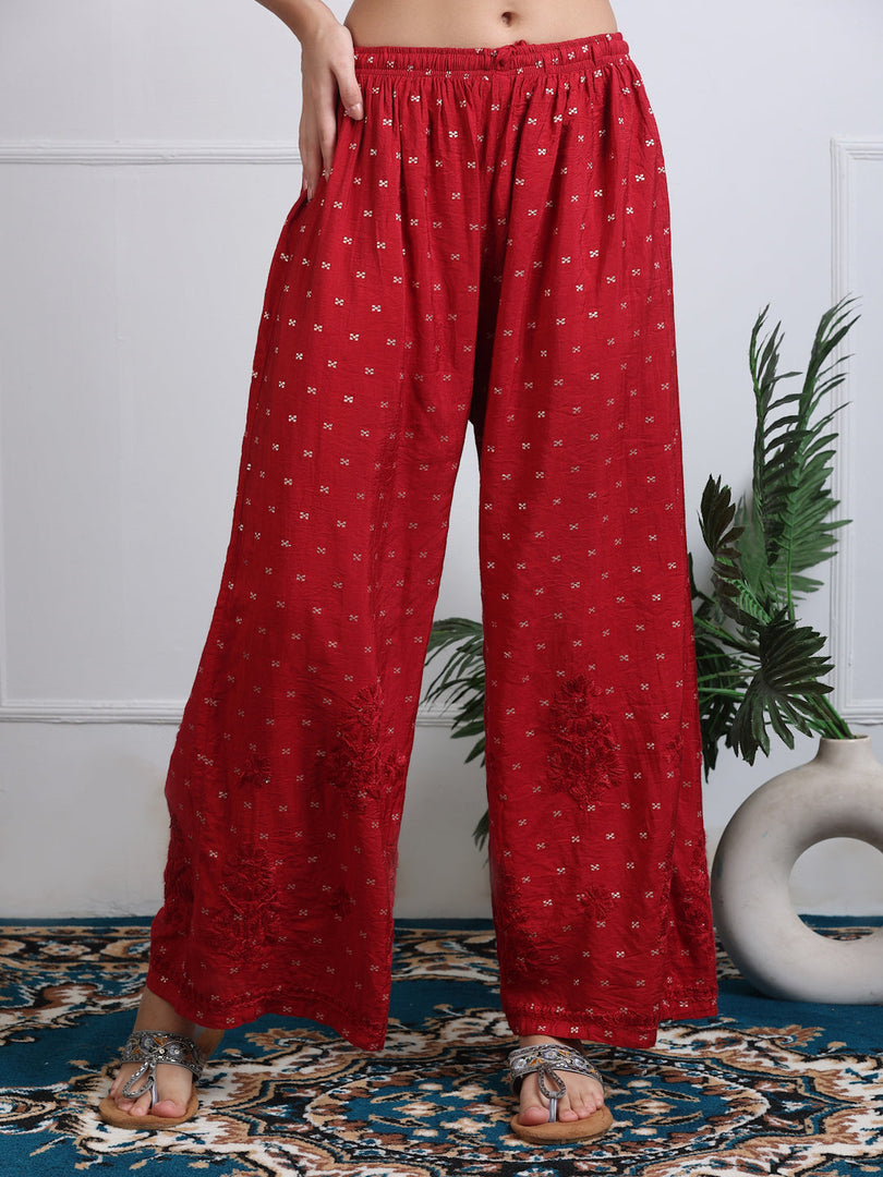 Sona Chanderi Chikan Kurti Set