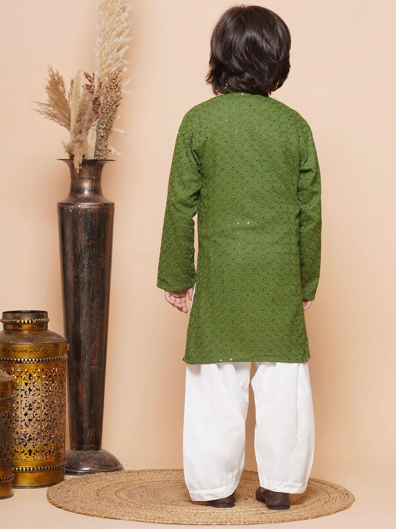 Kunwar Chikankari Boys Kurta Pyjama Set