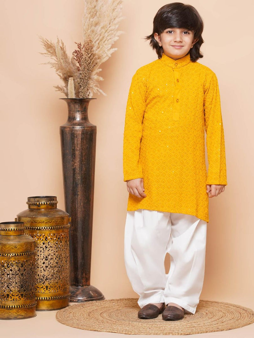 Kunwar Chikankari Boys Kurta Pyjama Set