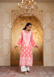 Bela Premium Modal Chikankari Kurti Peach