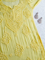 Load image into Gallery viewer, Haya Premium Viscose Luxury Chikankari Kurta Lemon