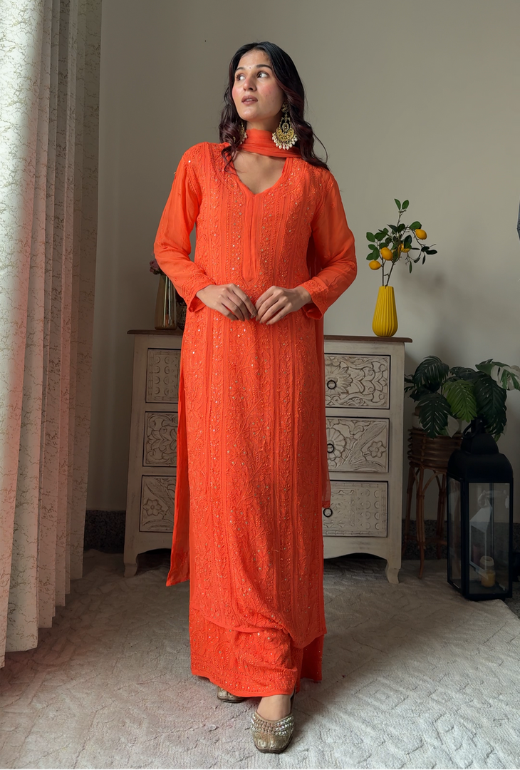Nagma Premium Chikankari Mukaish Viscose Set