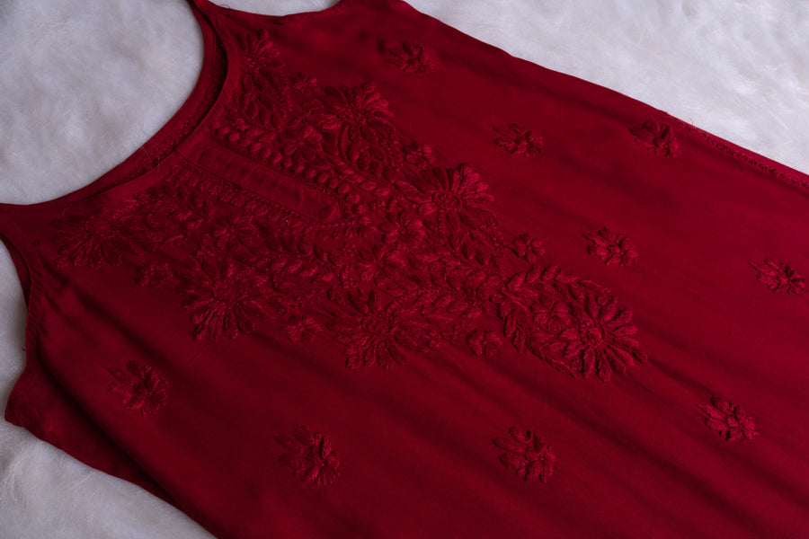 Jolly Strappy Chikankari Kurti - The Lucknowi Chikan 