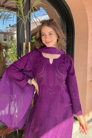 Kalira Rayon Mukaish Chikankari Kurti Set