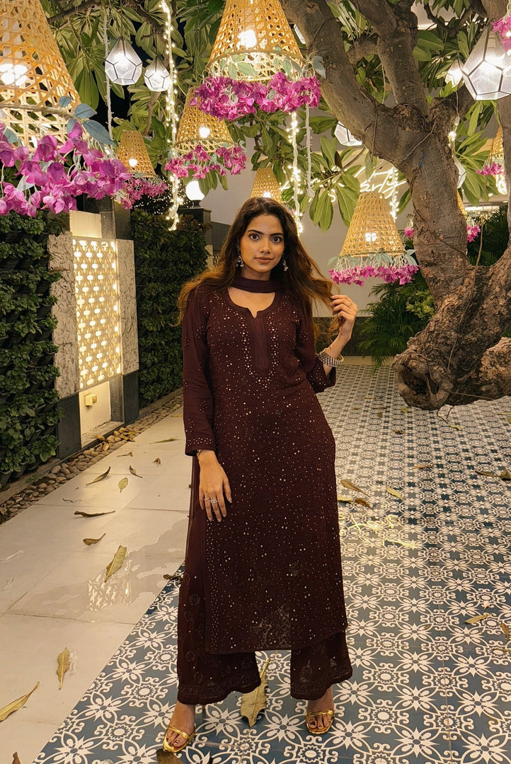 Nagma Chikankari And Mukaish Suit Set