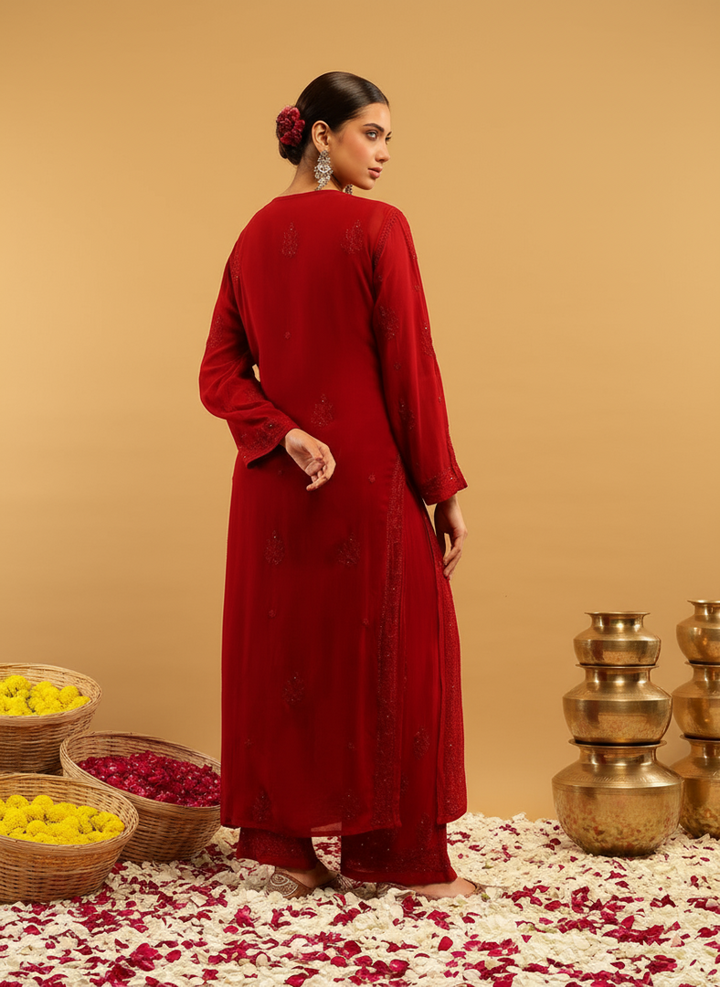 Nagma Chikankari And Mukaish Suit Set