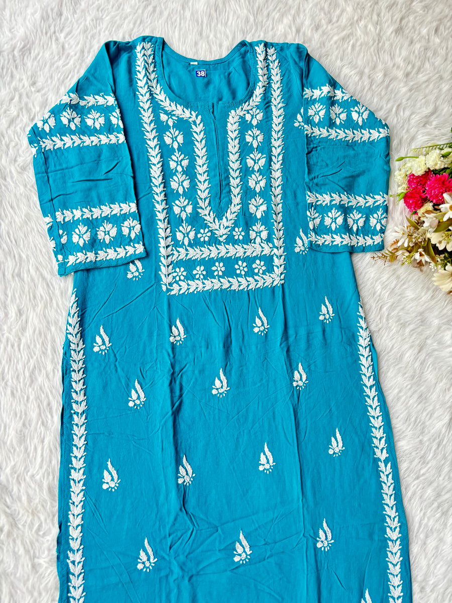 Malhar Rayon Long Chikankari Kurta