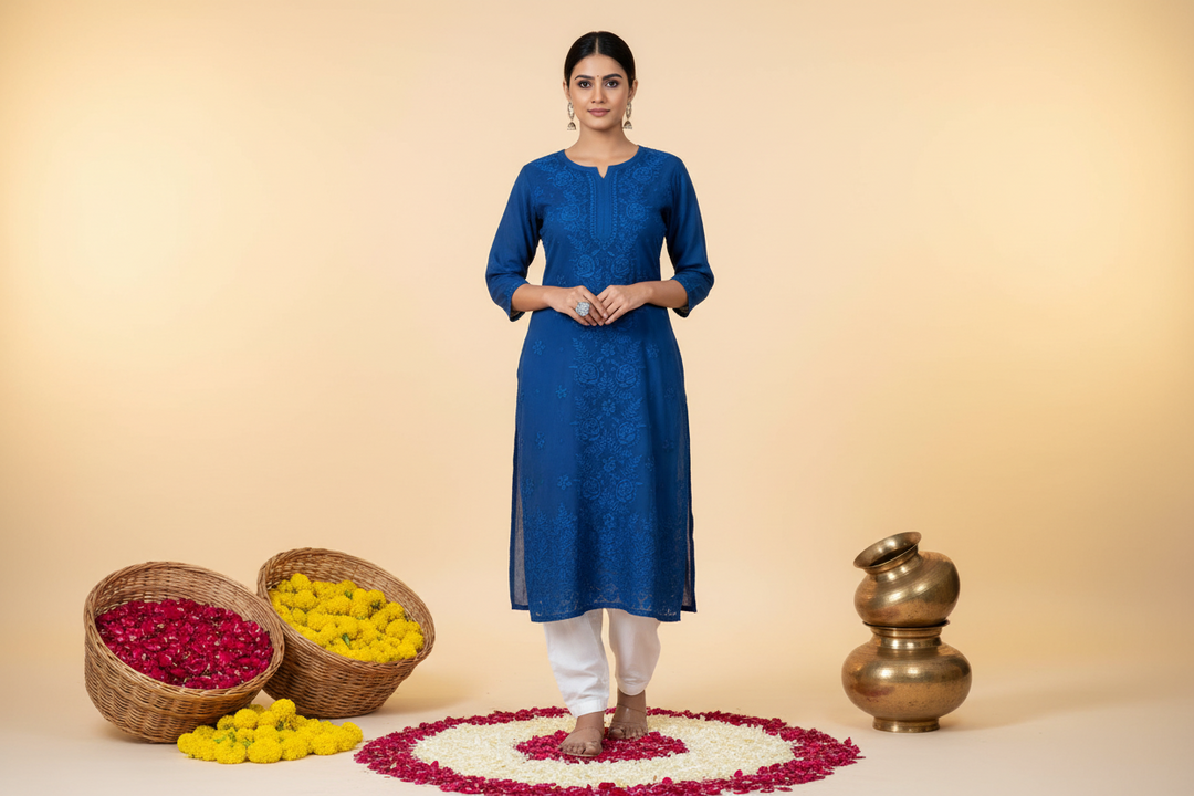 Gulposh Rose Pannel Viscose Kurti