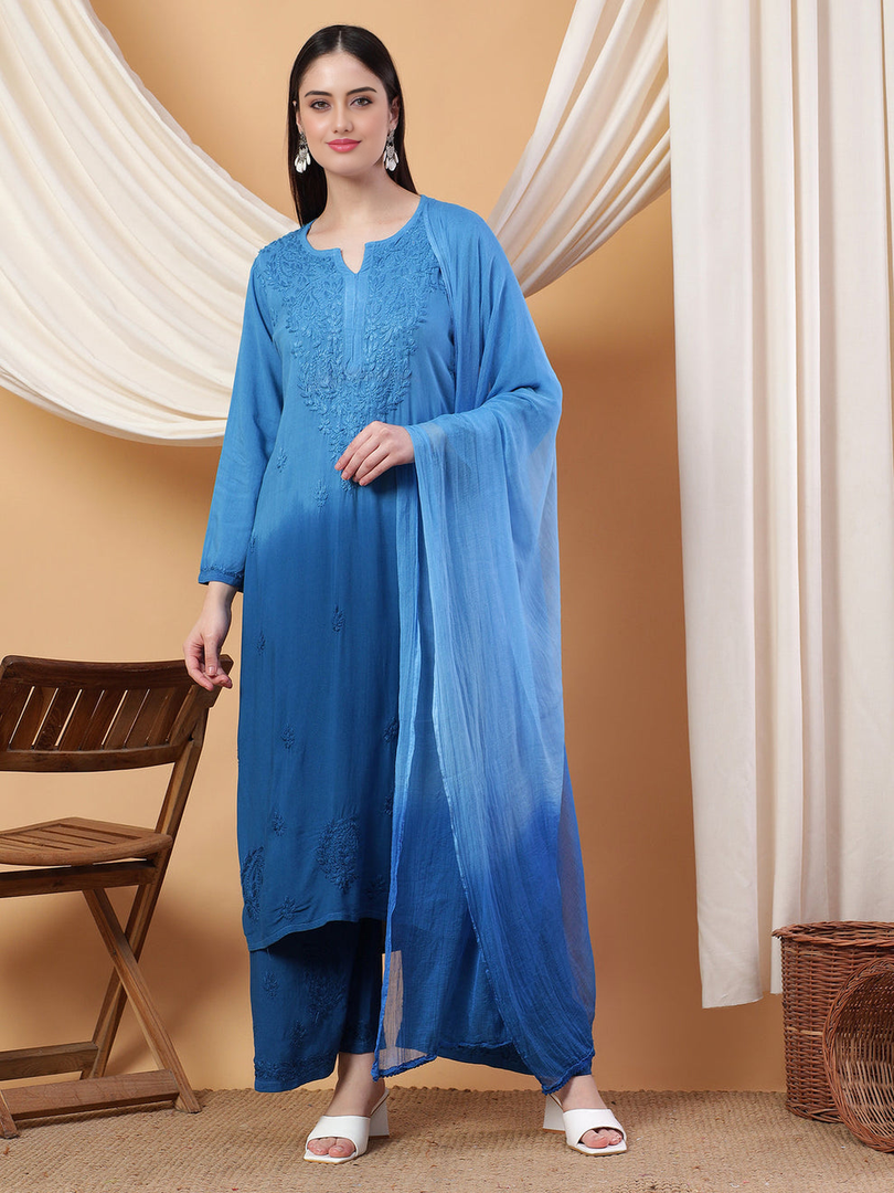 Bahar Chikankari Ombre Dyed Kurti Set