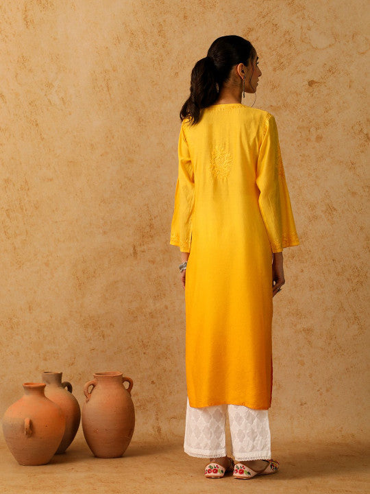 Adya Chanderi Chikankari Kurti