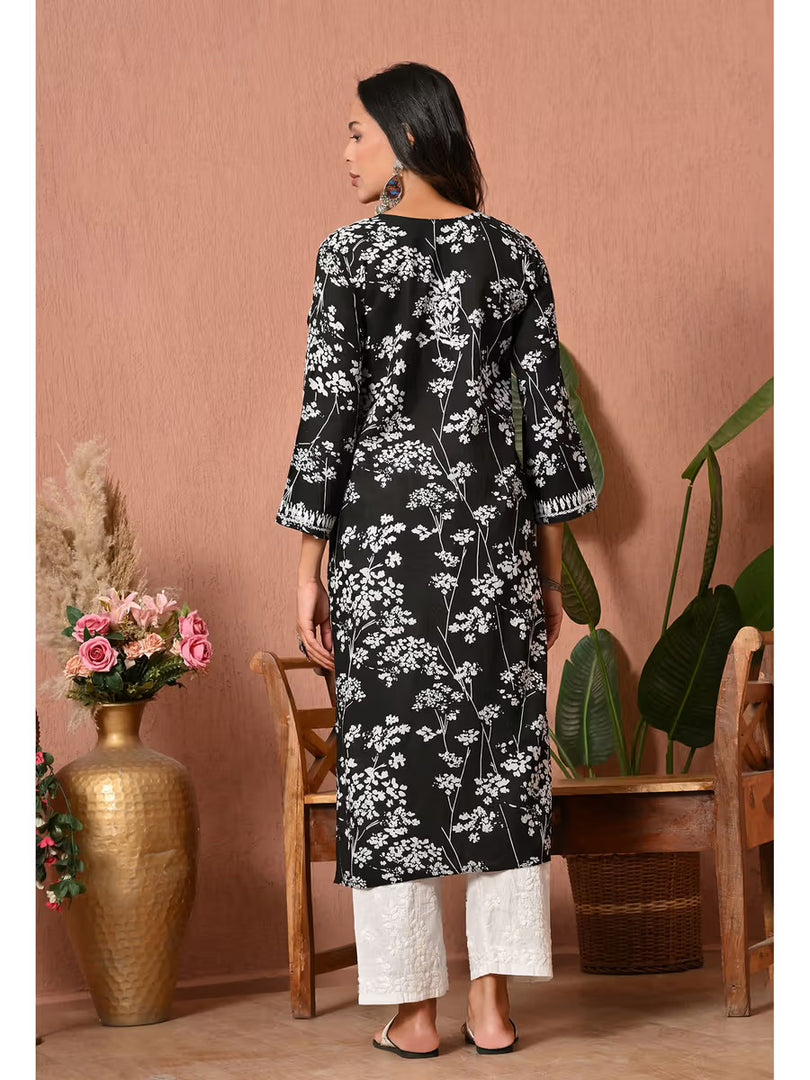 Aadat Mulmul Straight Chikankari Kurti