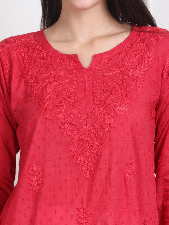 Nalli Dobby Chikankari Short Kurti