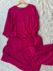 Palak Modal Dyed Premium Chikankari Kurti Set