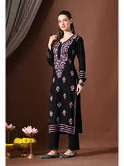 Mahira Rayon Duel Thread Chikankari Kurti