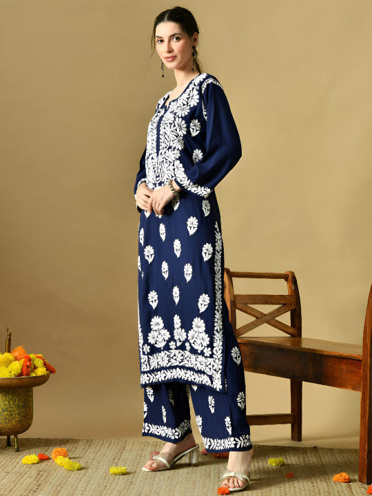 Daniya Modal Chikankari Kurti Set - The Lucknowi Chikan 