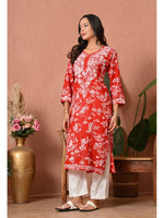 Load image into Gallery viewer, Aadat Mulmul Straight Chikankari Kurti