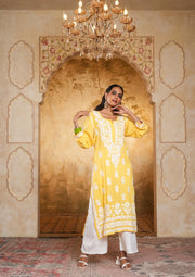 Bela Modal Chikankari Long Kurta-The Lucknowi Chikan