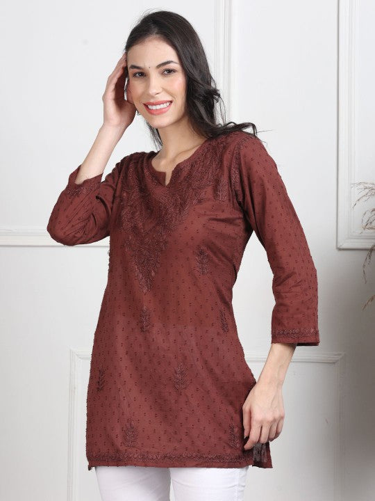 Nalli Dobby Chikankari Short Kurti