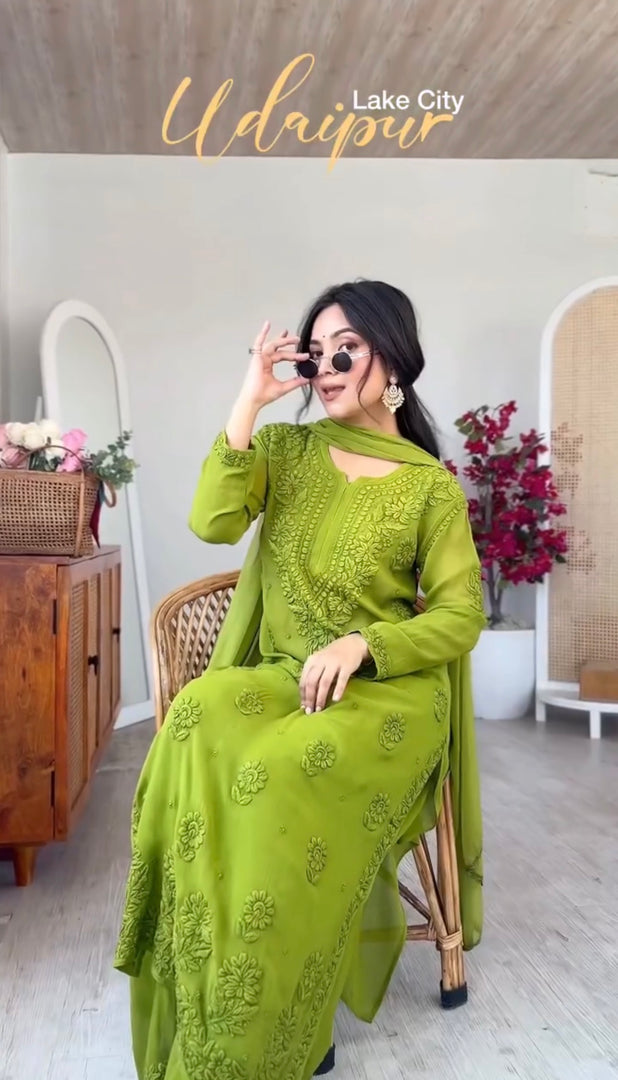 Gulnaaz Viscose Premium Chikankari Kurti Set