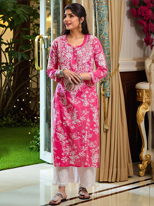 Zainab Chikankari Mulmul Straight Kurti