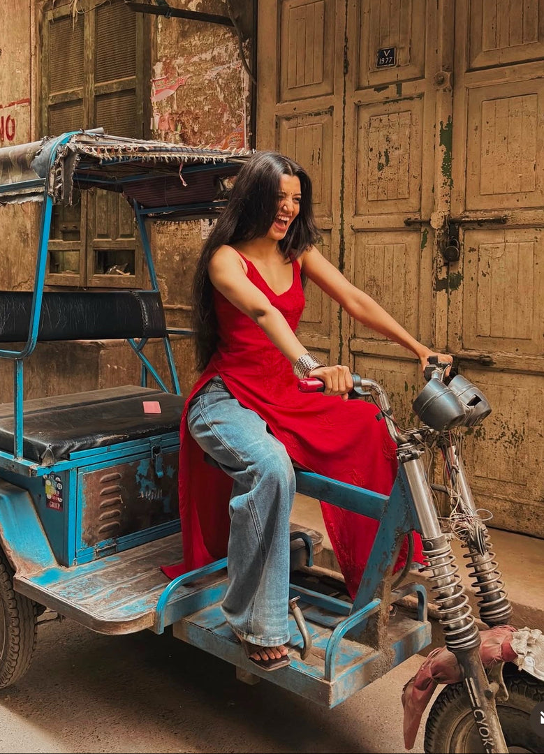 Jolly Strappy Chikankari Kurti