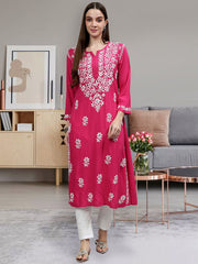 Heer Rayon Long Chikankari Kurti