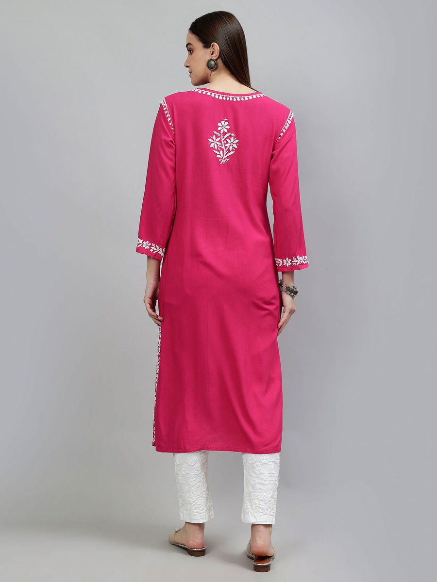 Heer Rayon Long Chikankari Kurti